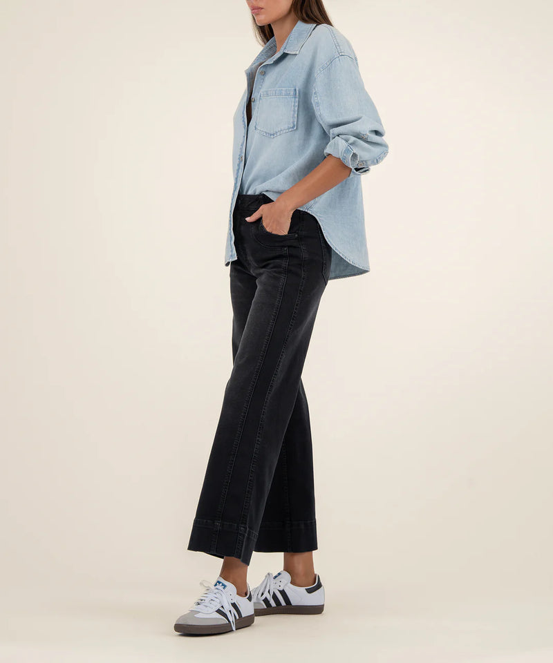 Black Base Wash High-Rise Wide Leg Jeans