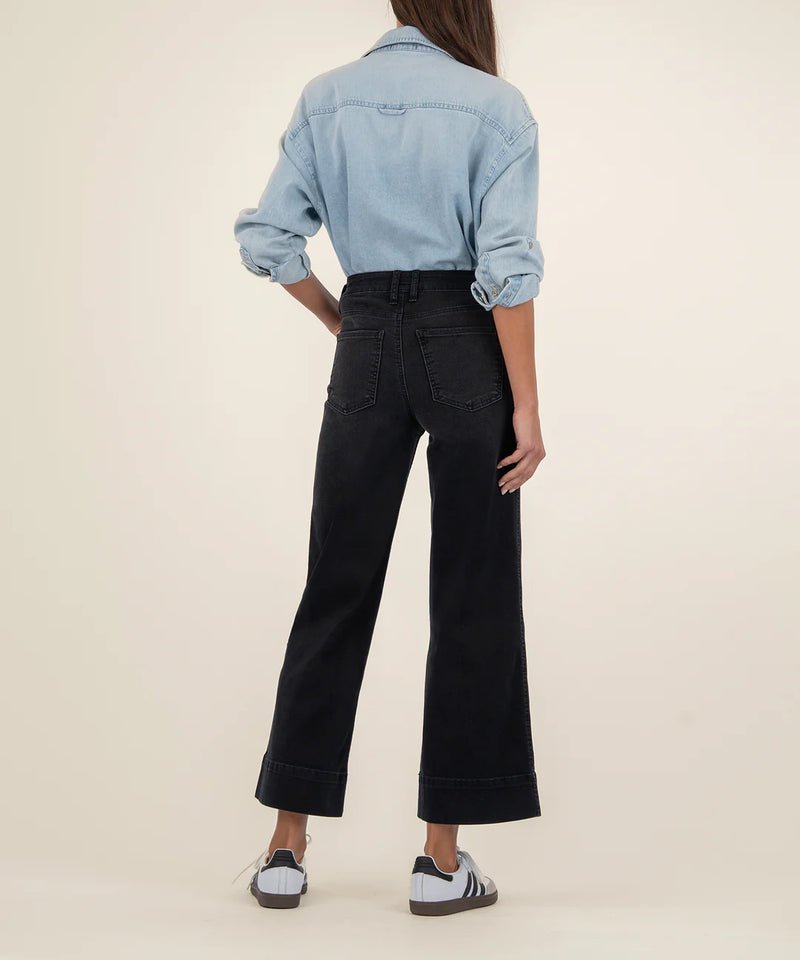 Black Base Wash High-Rise Wide Leg Jeans