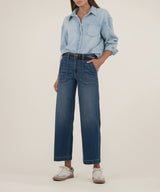 Dark Base Wash High-Rise Wide Leg Jeans