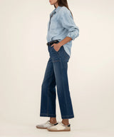 Dark Base Wash High-Rise Wide Leg Jeans