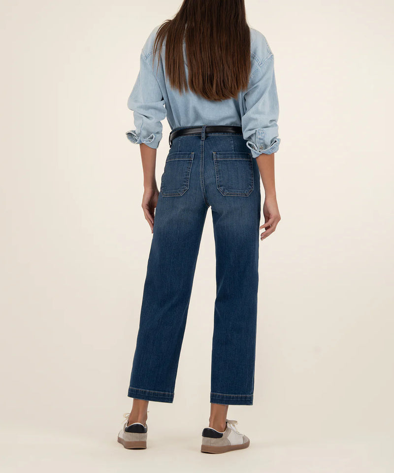 Dark Base Wash High-Rise Wide Leg Jeans