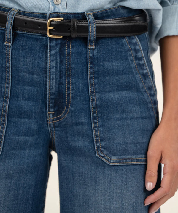 Dark Base Wash High-Rise Wide Leg Jeans