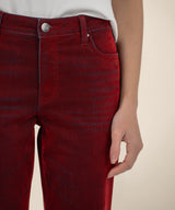 High-Rise Ankle Flare Red Jeans