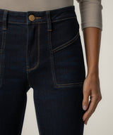 Dark Indigo Flare Jeans with Patch Pockets
