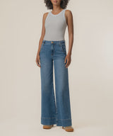 High-Rise Wide Leg Jeans with Statement Hem