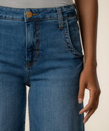 High-Rise Wide Leg Jeans with Statement Hem