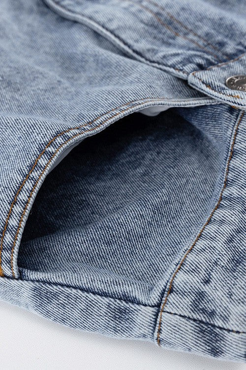 Slit Detail Denim Skirt