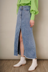 Slit Detail Denim Skirt