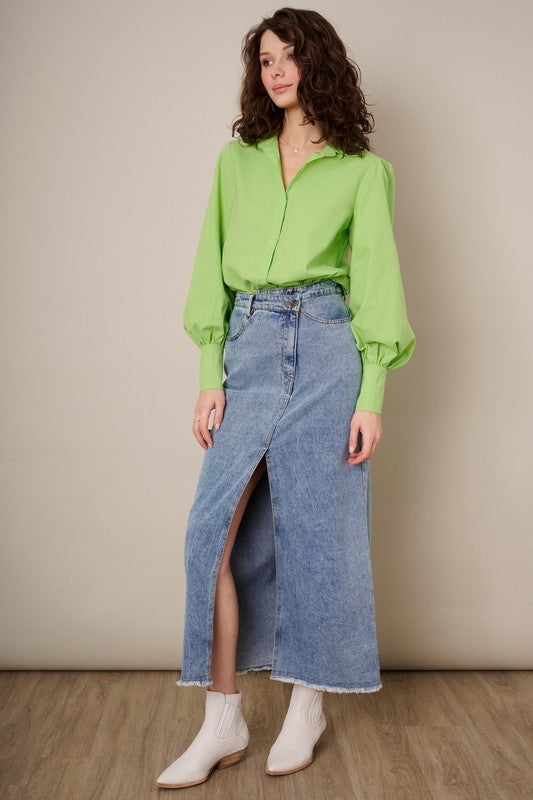Slit Detail Denim Skirt