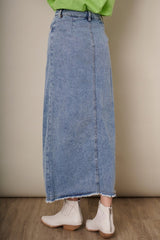 Slit Detail Denim Skirt