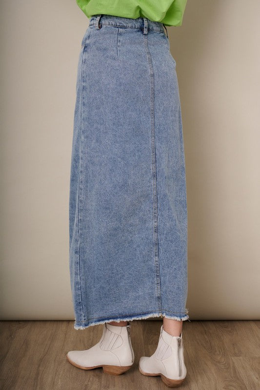 Slit Detail Denim Skirt