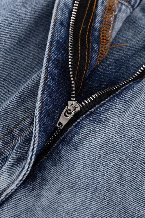 Slit Detail Denim Skirt