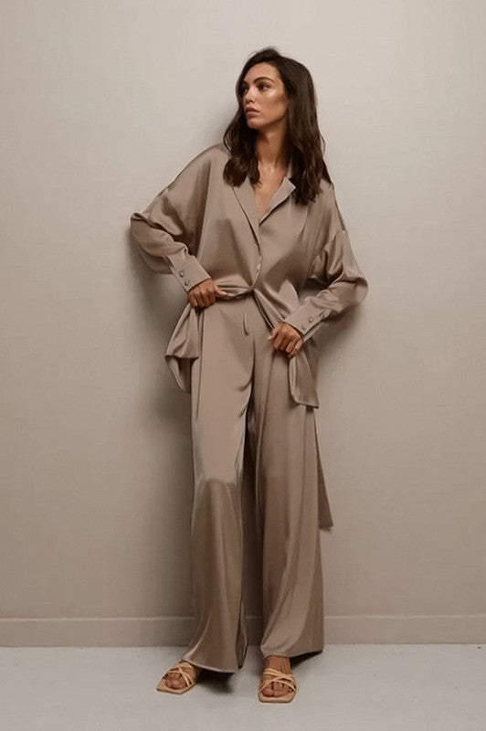 Satin Two Piece Lounge Set