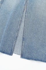 Asymmetric Denim Midi Skirt
