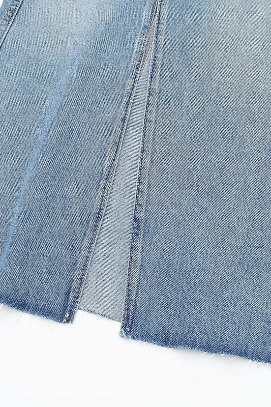 Asymmetric Denim Midi Skirt