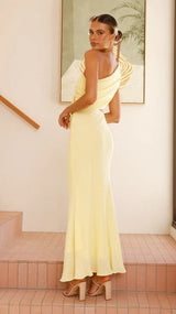 One-Shoulder Yellow Maxi Dress