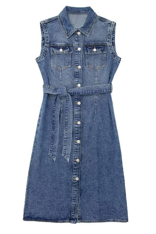 Denim Button Midi Dress
