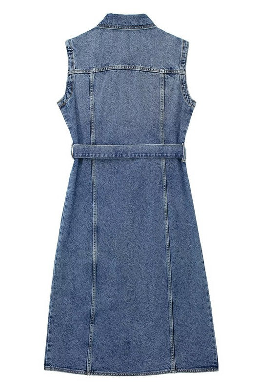 Denim Button Midi Dress