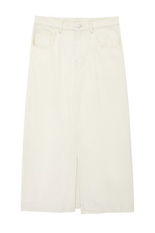 Denim Slit Midi Skirt