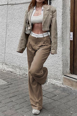 Contrast Pleated Trousers