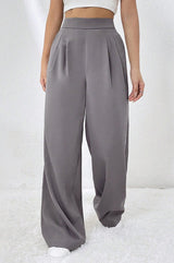 Elastic Waist Straight Wide Leg Pants