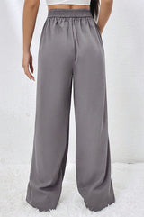 Elastic Waist Straight Wide Leg Pants