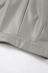 Faux Leather Midi Skirt (Black, Grey)