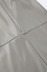 Faux Leather Midi Skirt (Black, Grey)