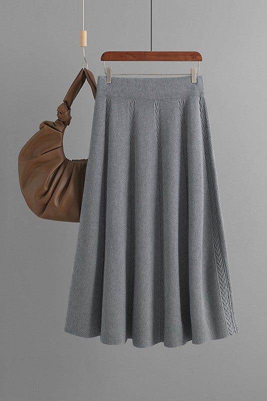 A-Line Pleated Knit Skirt (5 Color Ways)