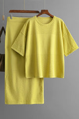 Textured Knit Top & Midi Skirt Set (3 Color Ways)