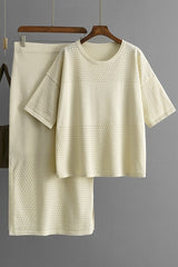 Textured Knit Top & Midi Skirt Set (3 Color Ways)