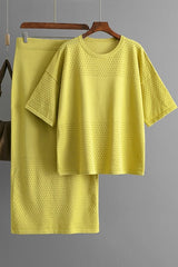 Textured Knit Top & Midi Skirt Set (3 Color Ways)