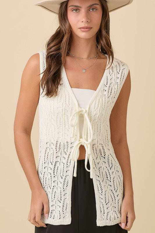 Long Crochet Knitted Vest
