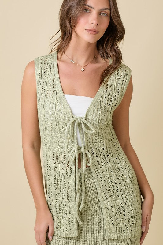 Long Crochet Knitted Vest