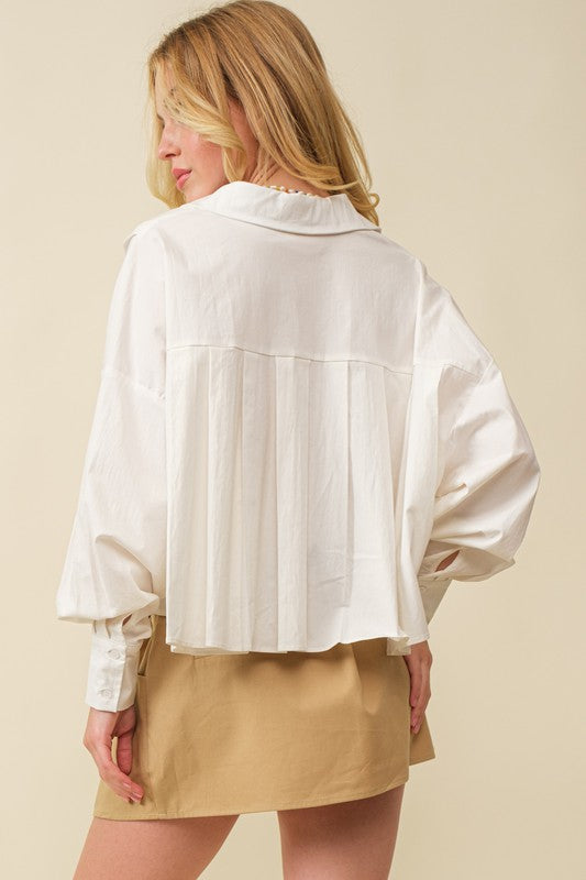 Oversize Sleeve Solid Shirt Top