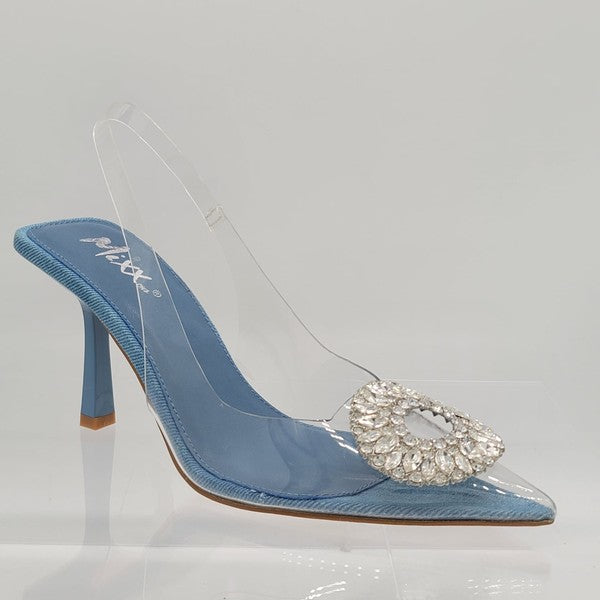 Diamond Ring Clear Slingback