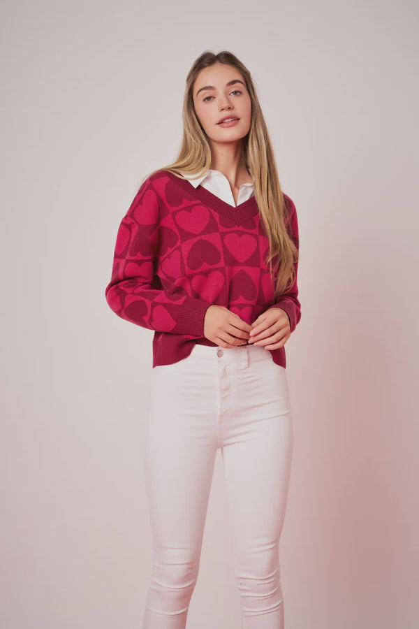 Heart Pattern Sweater