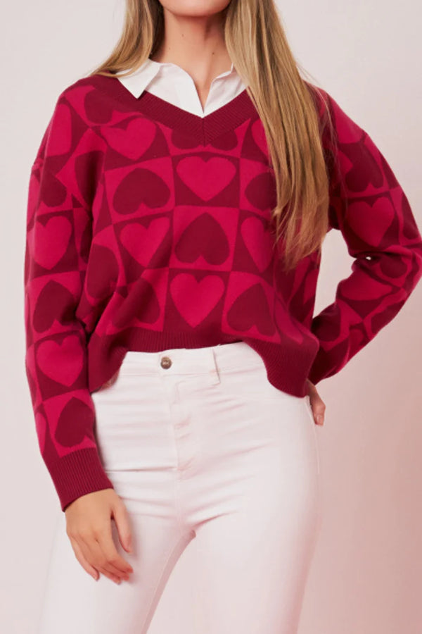 Heart Pattern Sweater