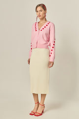 Heart Contrast Knit Cardigan