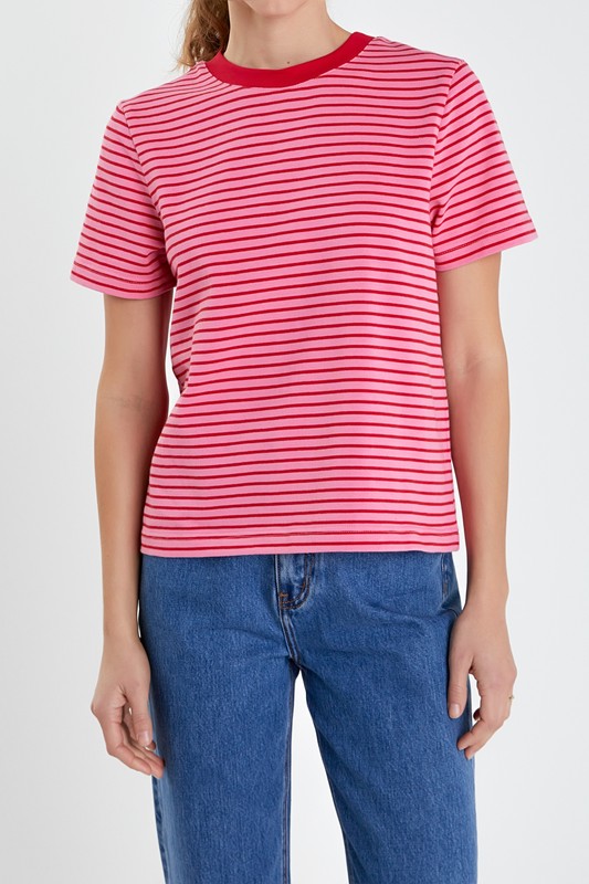 Contrast Rib Stripe T-Shirt