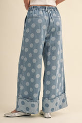 Polka Dot Wide Leg Denim Pants
