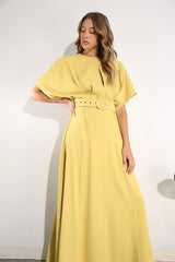 Slit Front Pleated Maxi Dress