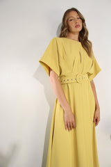 Slit Front Pleated Maxi Dress