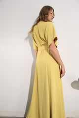 Slit Front Pleated Maxi Dress