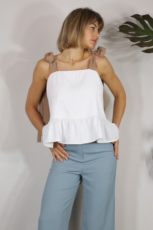 Ruffle Bow Tie Top