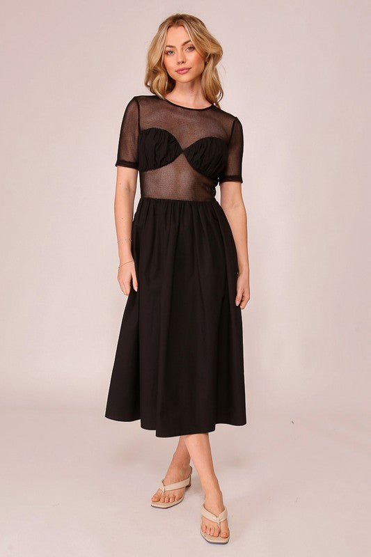 Midi Net Fabric Dress