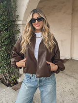 Brown Vegan Leather Jacket