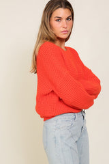 Waffle Stitch Round Neck Sweater