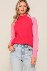 Two Tone Raglan Mock Sweater