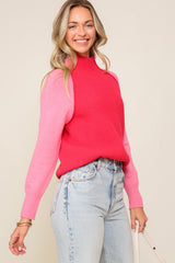 Two Tone Raglan Mock Sweater